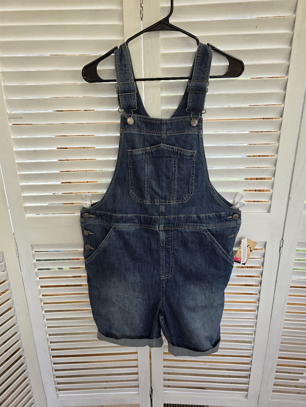 Blue Mountain Women's Denim Short Overalls Size M